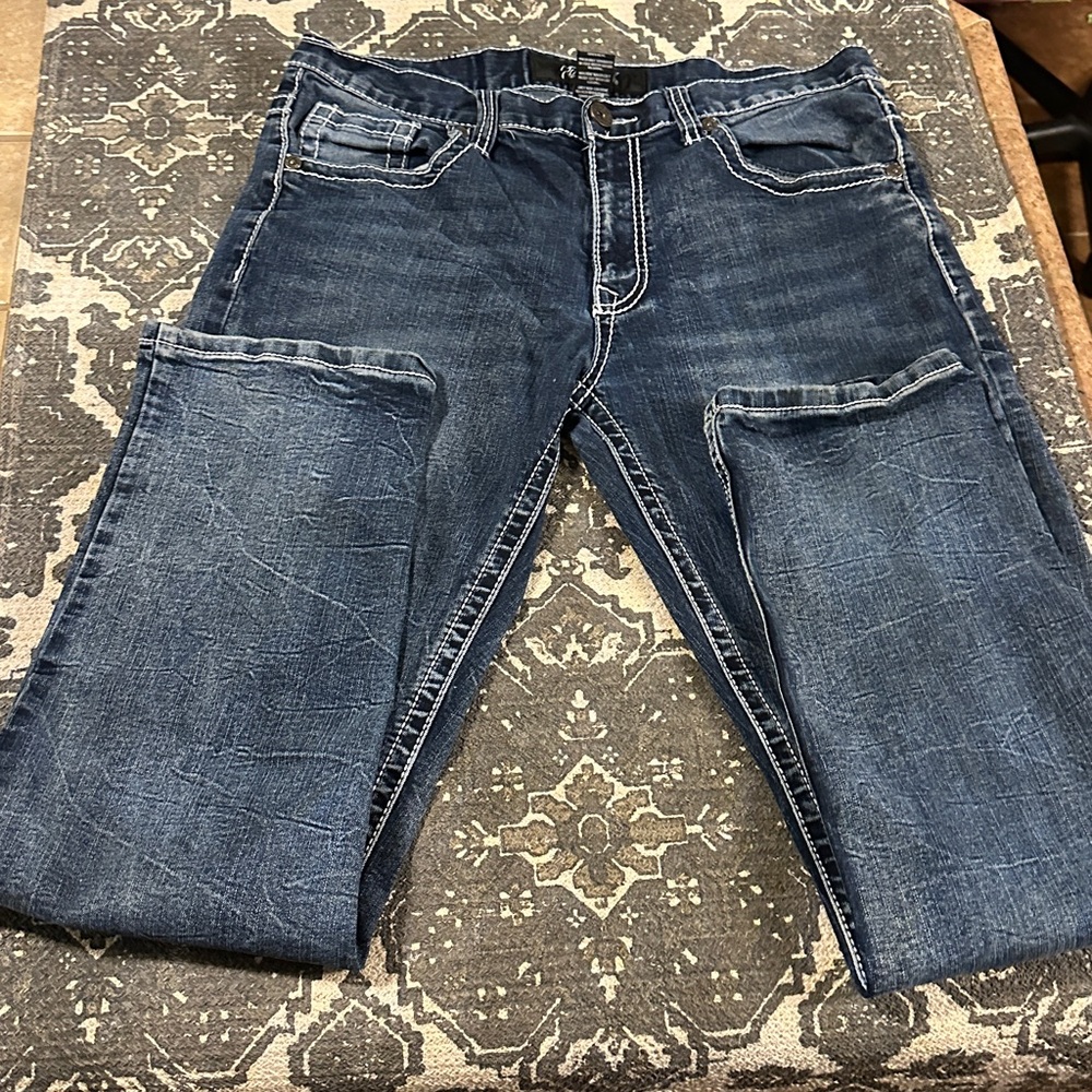 Blue Jeans With Black Leather Patch - image 7